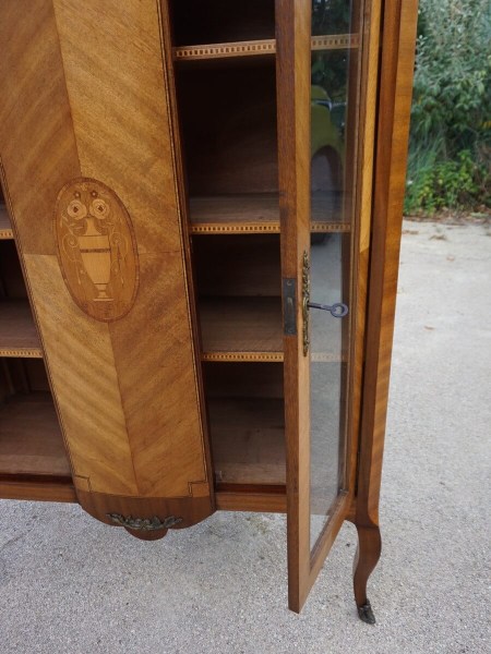 kleine-Franse-boekenkast-vitrinekast-Louis-XV-NapoleonIII-small-bookcase-display-cabinet-rosewood-marqueterie-antiek-